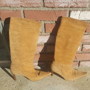Charles David Knee high Tan Suede Leather